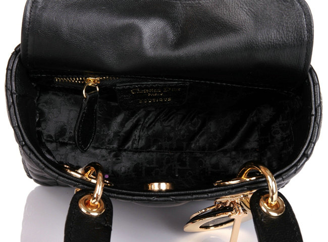 mini lady dior lambskin leather bag 6321 black